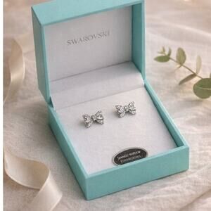Swarovski Bow Crystal Earrings · Stud · Platinum-tone · Gift Box Included